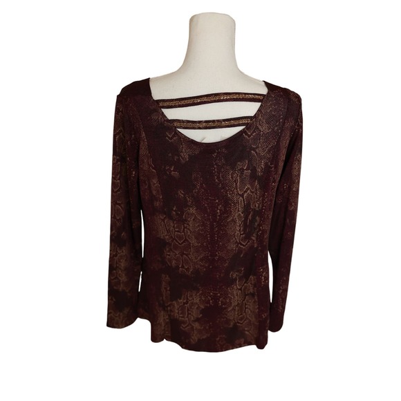 Simonton Says NWT medium purple gold beaded snake print Blouse Top - Picture 5 of 8